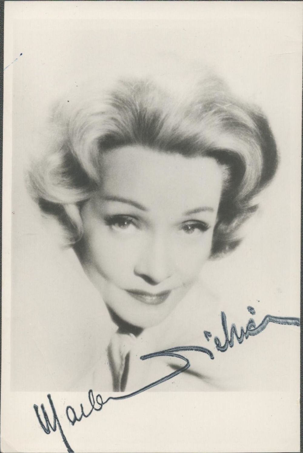 Lot 266: Marlene Dietrich signed 6x4 black and white vintage...