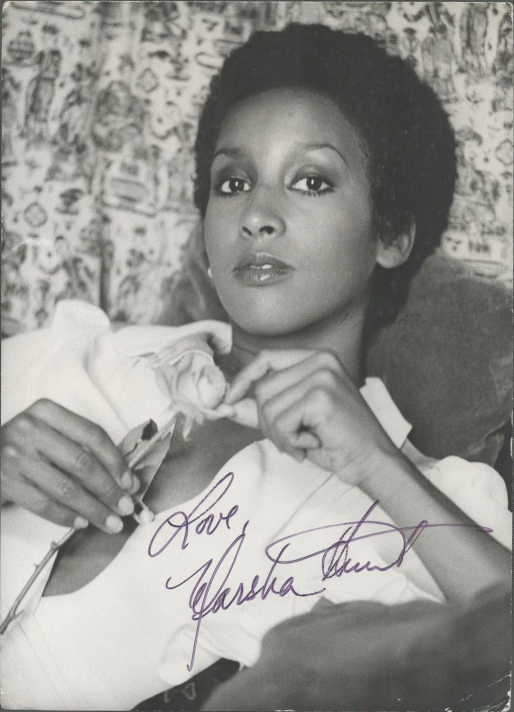 Lot 273: Marsha Hunt signed 67x5 black and white photo....