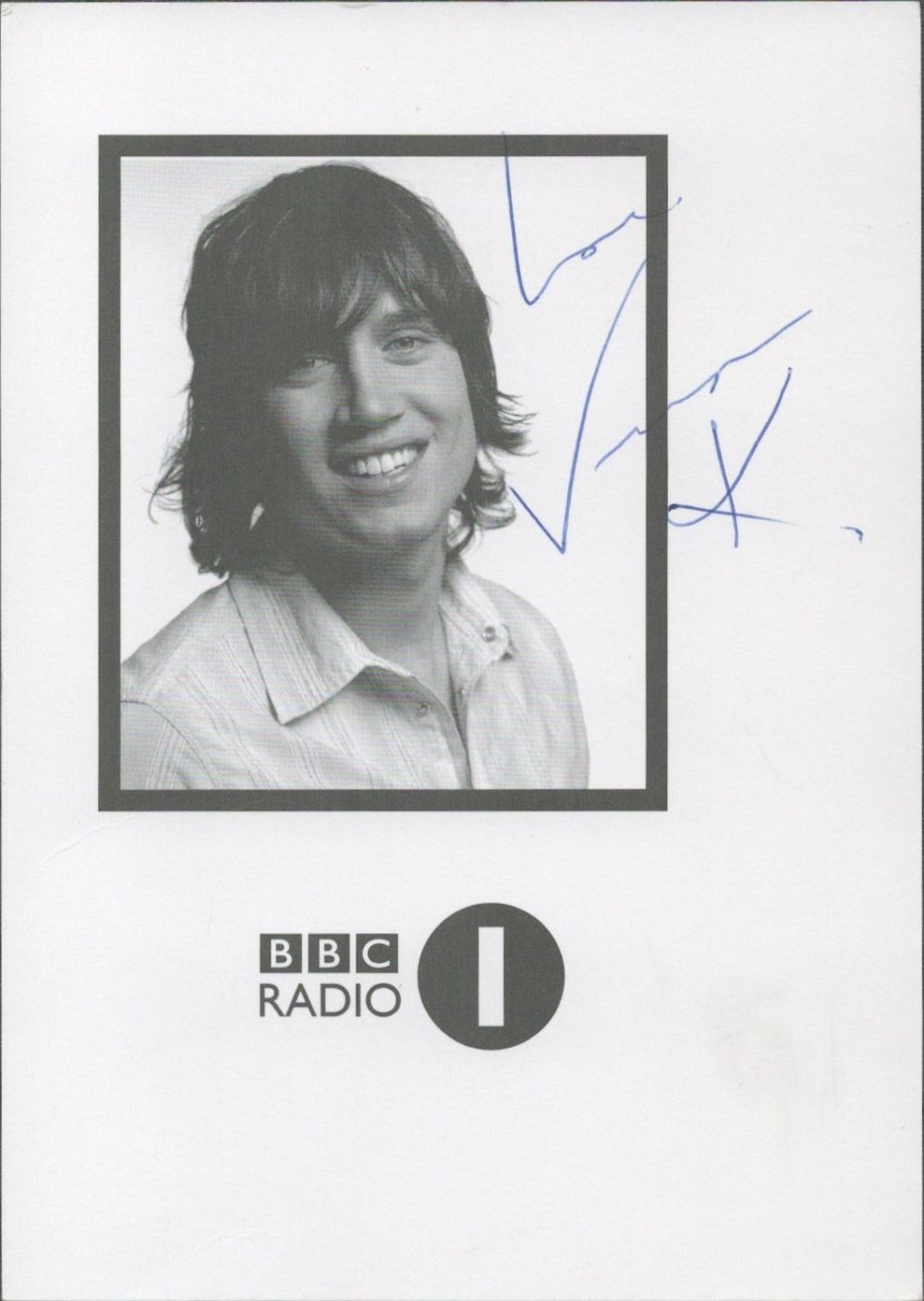 Lot 292: Vernon Kay signed 6x4 black and white BBC...