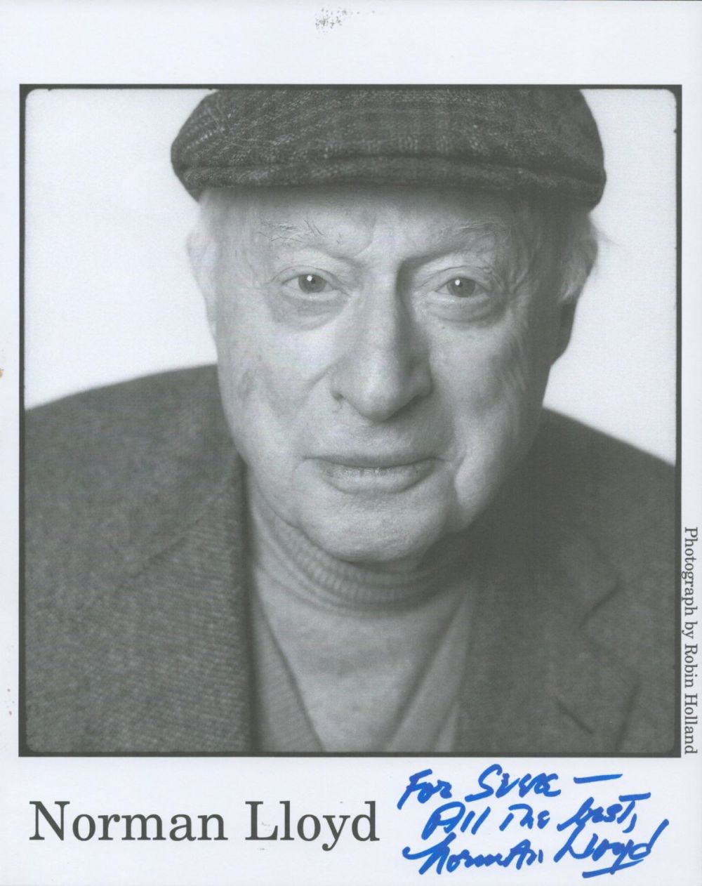 Lot 320: Norman Lloyd signed 10x8 black and white photo....