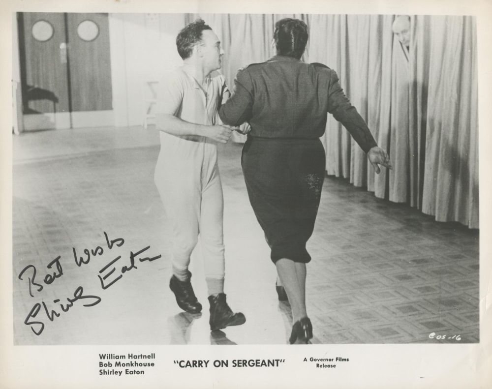 Lot 334: Shirley Eaton signed 10x8 black and white Carry...