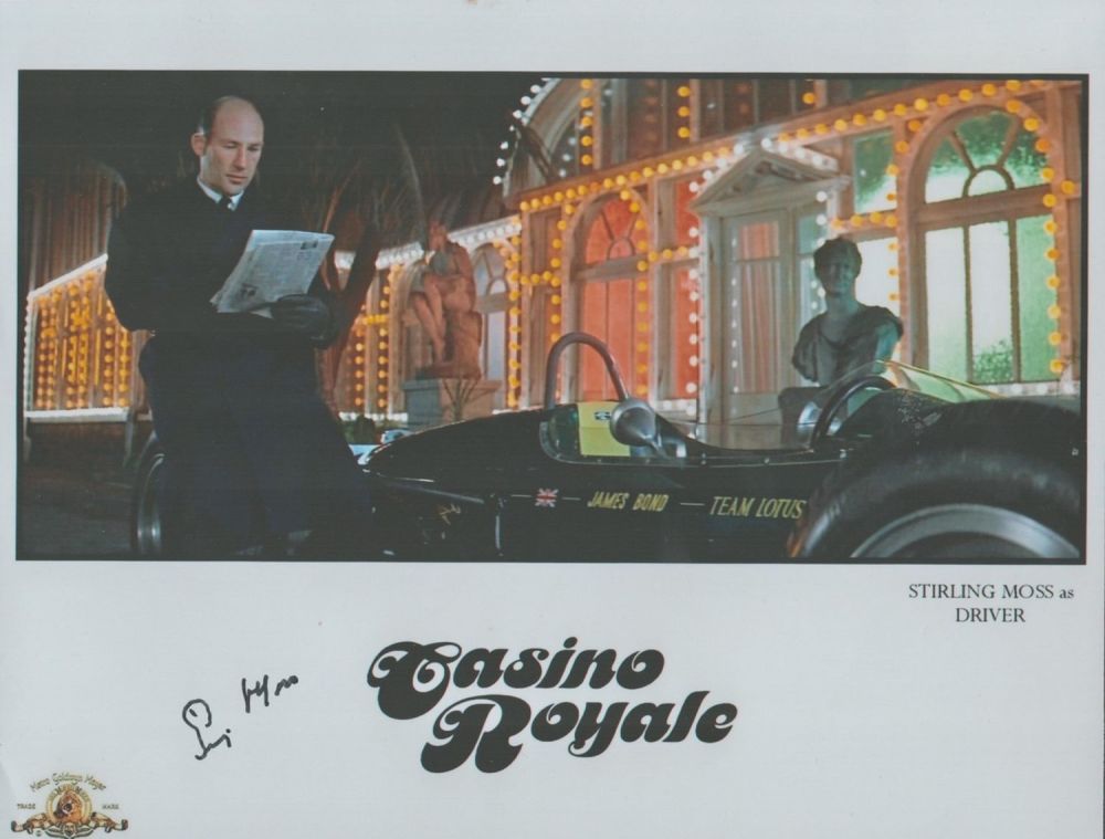 Lot 338: Stirling Moss signed 10x8 Casino Royale colour photo....