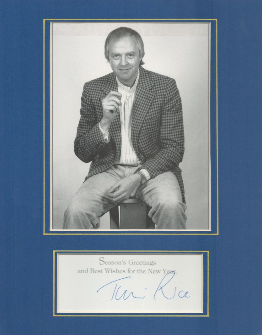 Lot 539: Tim Rice Author Signed Card With Photo. Good...