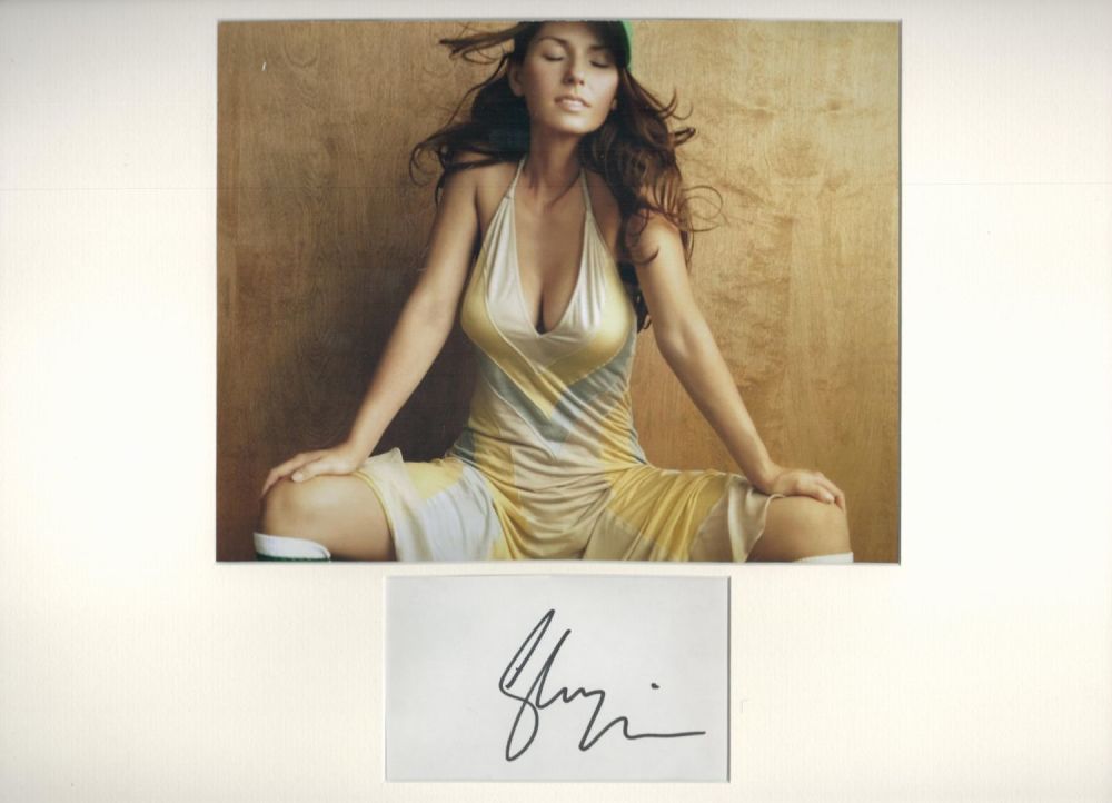Lot 548: Shania Twain 16x12 overall mounted signature piece includes...