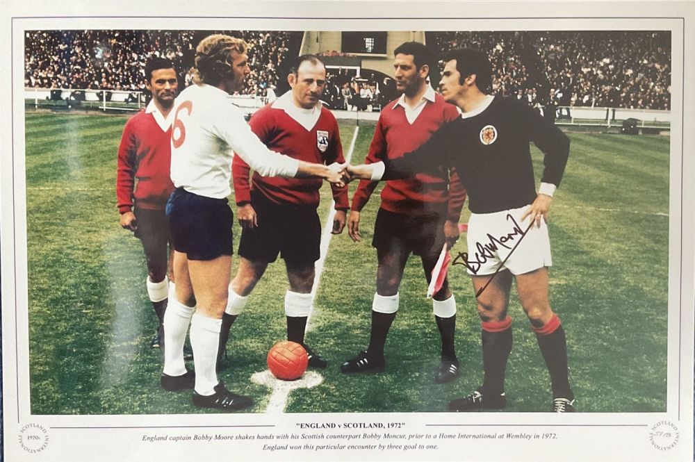 Lot 683: Former Scotland Captain Bobby Moncur Signed 18x12 inch...