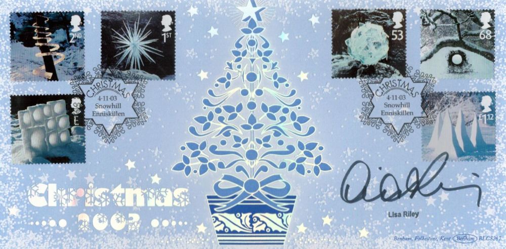 Lot 731: Lisa Riley signed Christmas 2003 Benham FDC double...