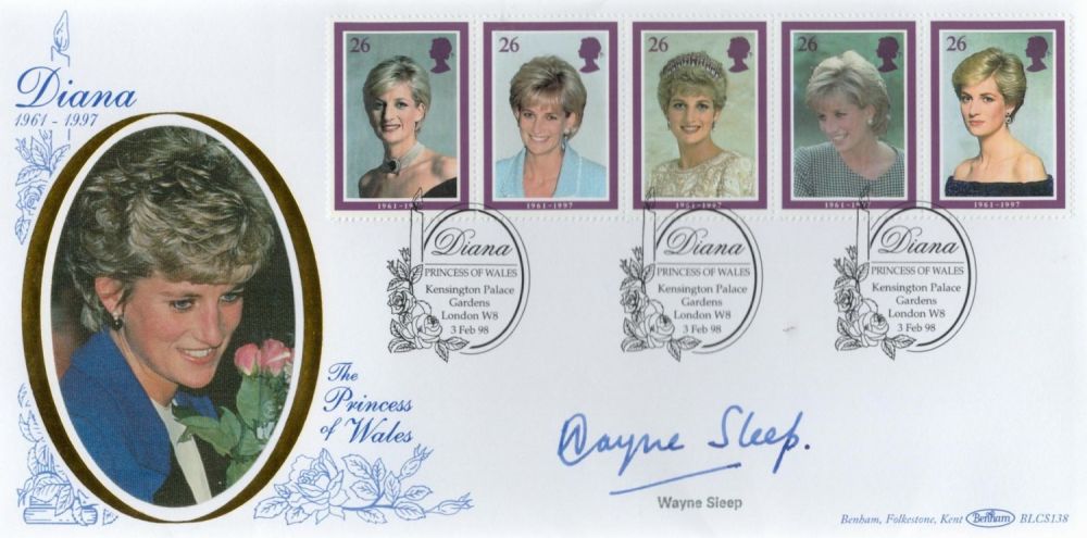 Lot 734: Wayne Sleep signed Diana 1961-1997 Benham FDC Triple...