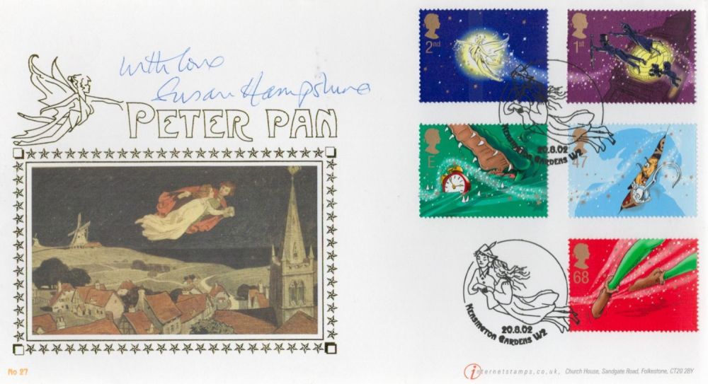 Lot 736: Susan Hampshire signed Peter Pan Internetstamps FDC double...