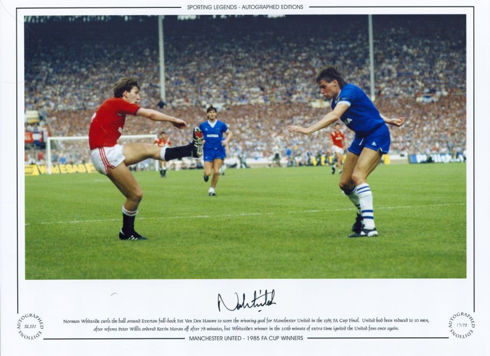 Lot 459: Norman Whiteside 12x16 Signed Coloured photo, Autographed Editions,...