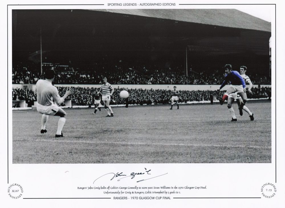 Lot 493: John Greig Ranger's 12x16 Signed Colourised, Autographed Editions,...