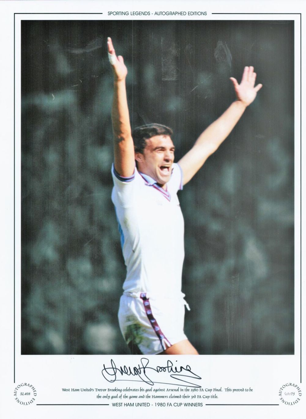 Lot 499: Trevor Brooking West Ham 16x12 Signed Coloured Squad...