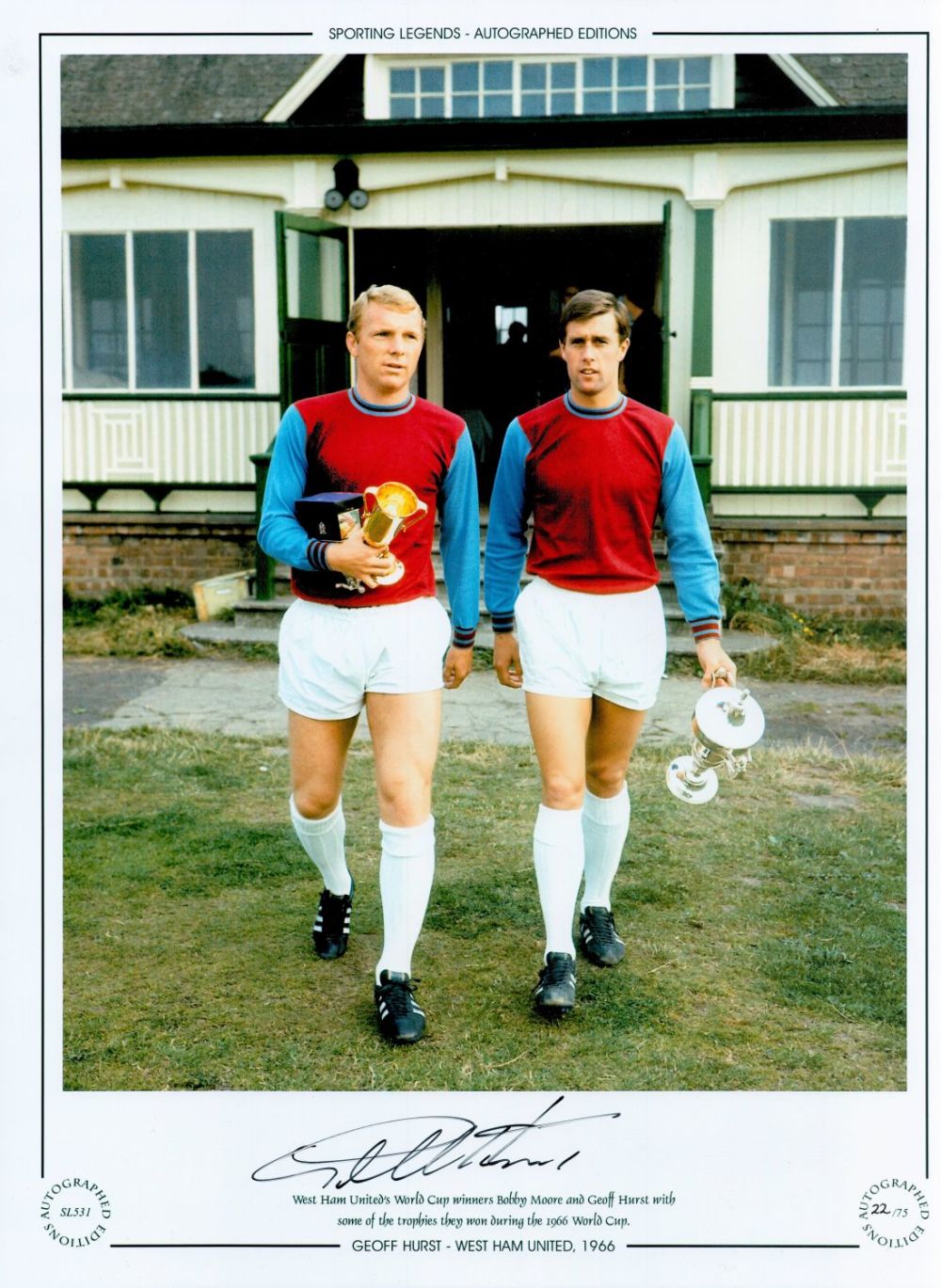 Lot 549: Geoff Hurst West Ham 16x12 Signed coloured, Autographed...