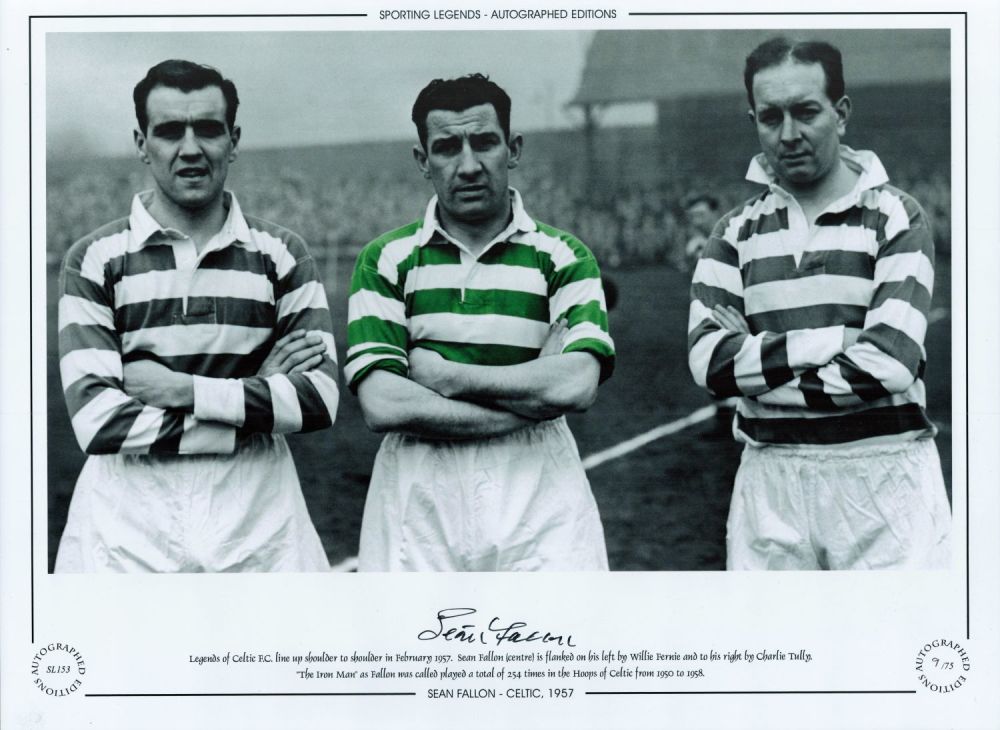 Lot 573: Sean Fallon Celtic 12x16 Signed colourised, Autographed Editions,...
