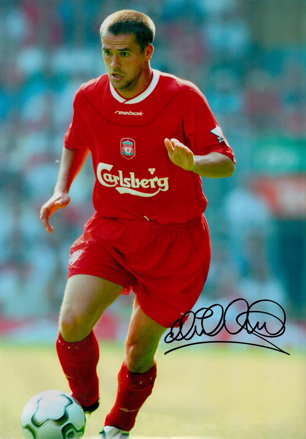 Lot 595: Michael Owen Liverpool Signed 18 x 12 Coloured...