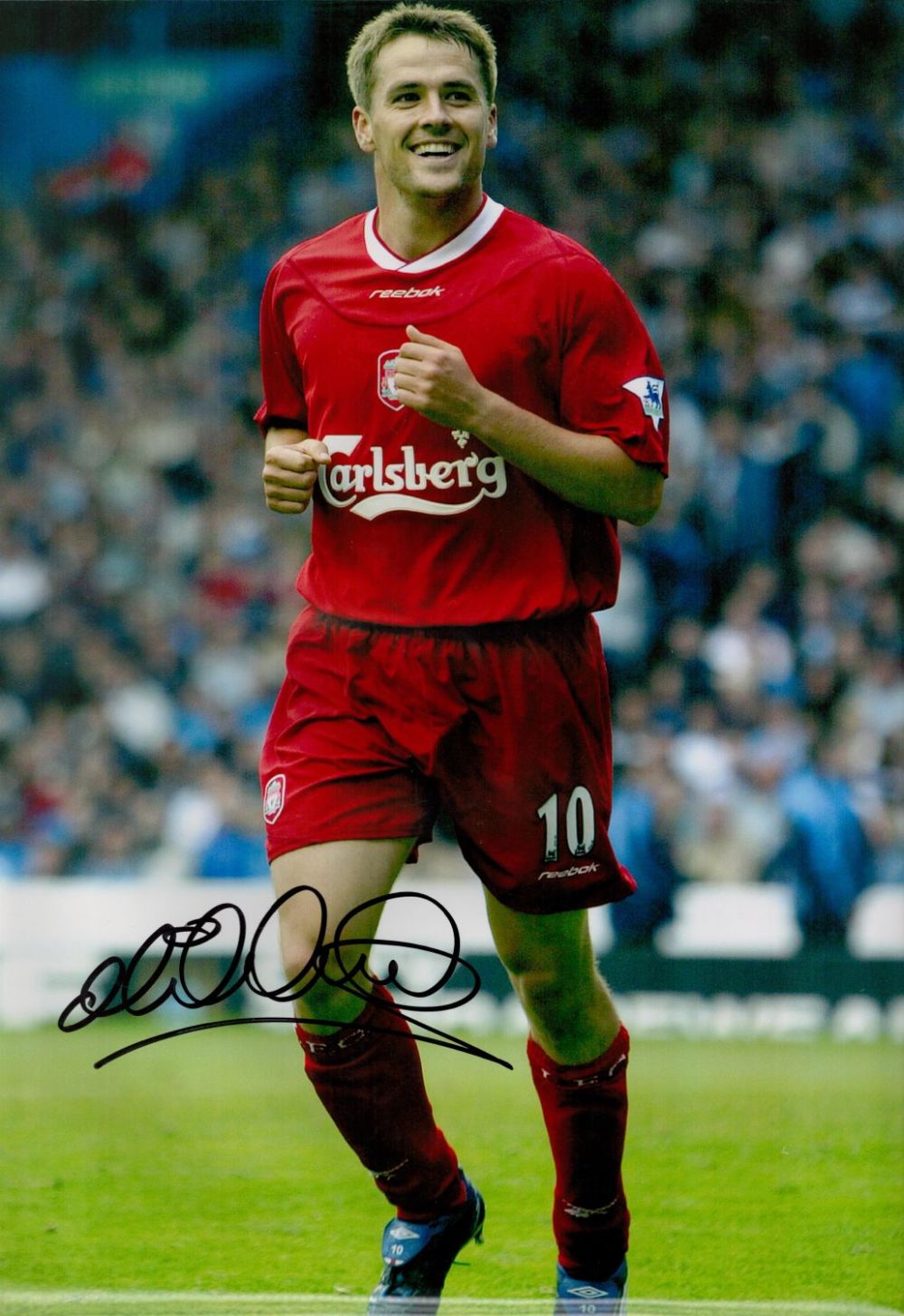 Lot 596: Michael Owen Liverpool Signed 18 x 12 Coloured...