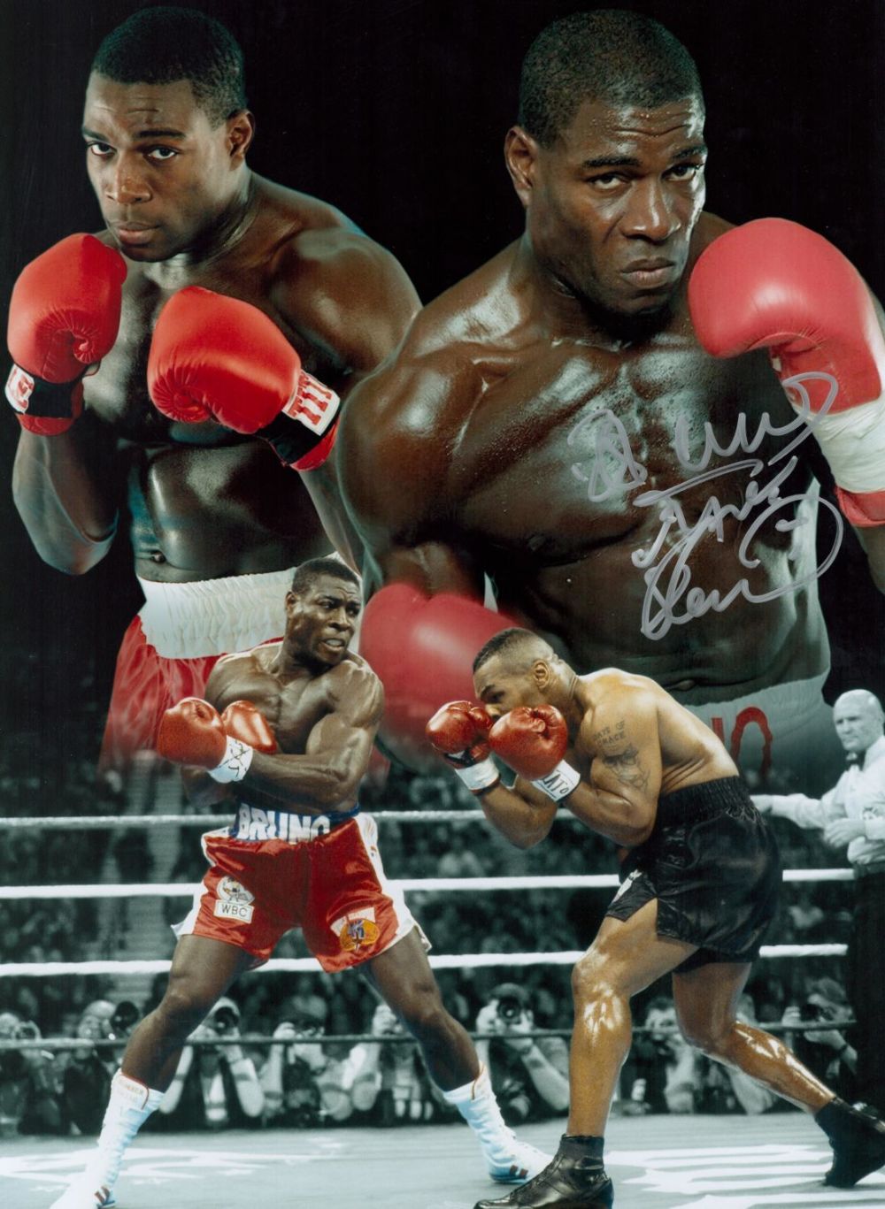 Lot 602: Frank Bruno Signed 16 x 12 Colourised Montaged...