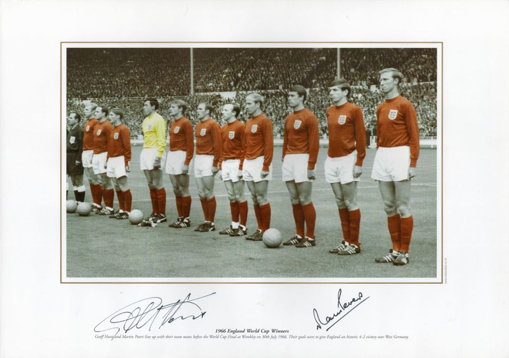 Lot 611: Geoff Hurst and Martin Peters signed 16 x...