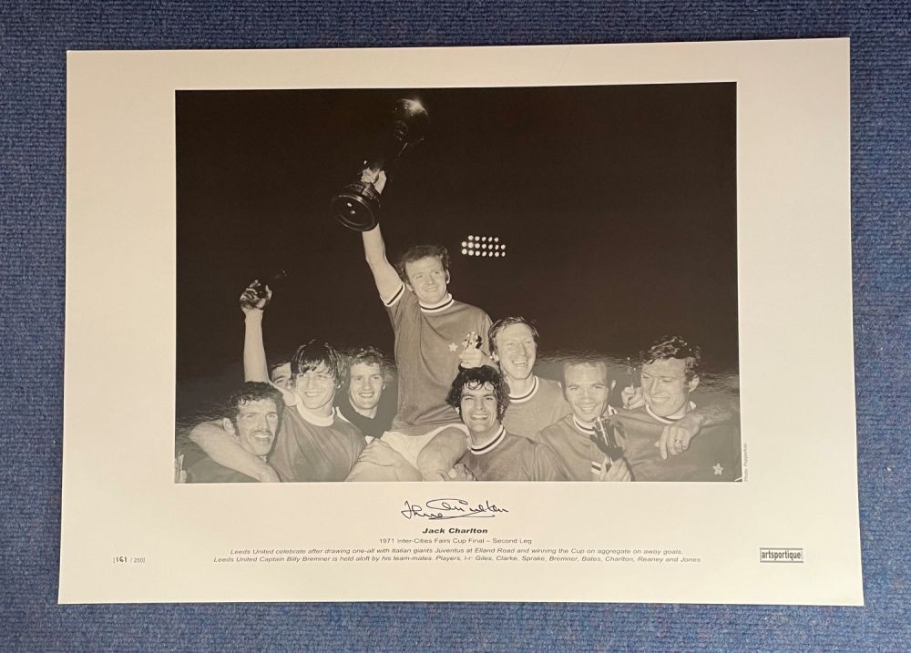 Lot 620: Jack Charlton signed 16 x 23 black and...
