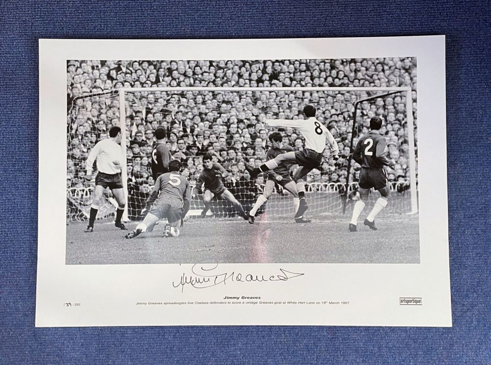 Lot 624: Jimmy Greaves signed 16 x 23 black and...