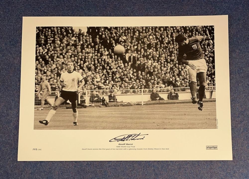 Lot 627: Geoff Hurst signed 16 x 23 black and...