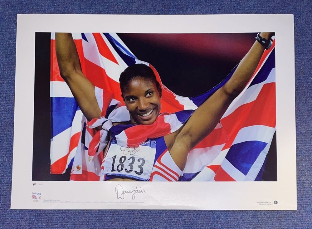 Lot 632: Denise Lewis signed 22x16 Team GB Olympic Gold...