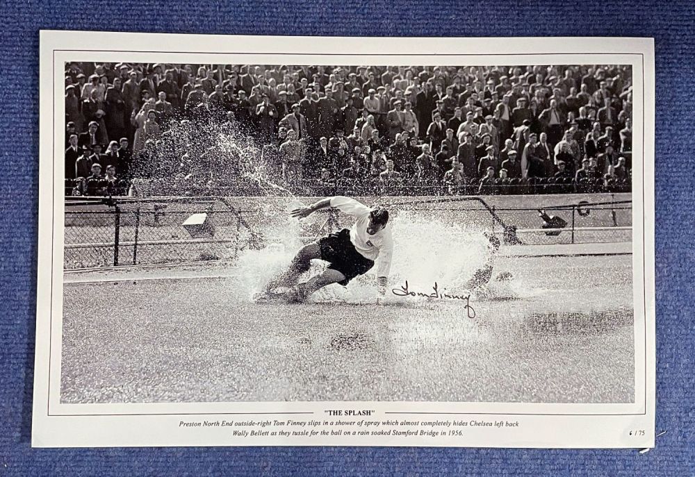 Lot 646: Tom Finney signed 18 x 12 black and...