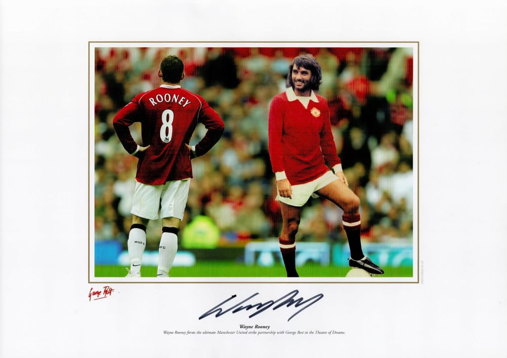 Lot 653: Wayne Rooney signed 16 x 12 coloured print....