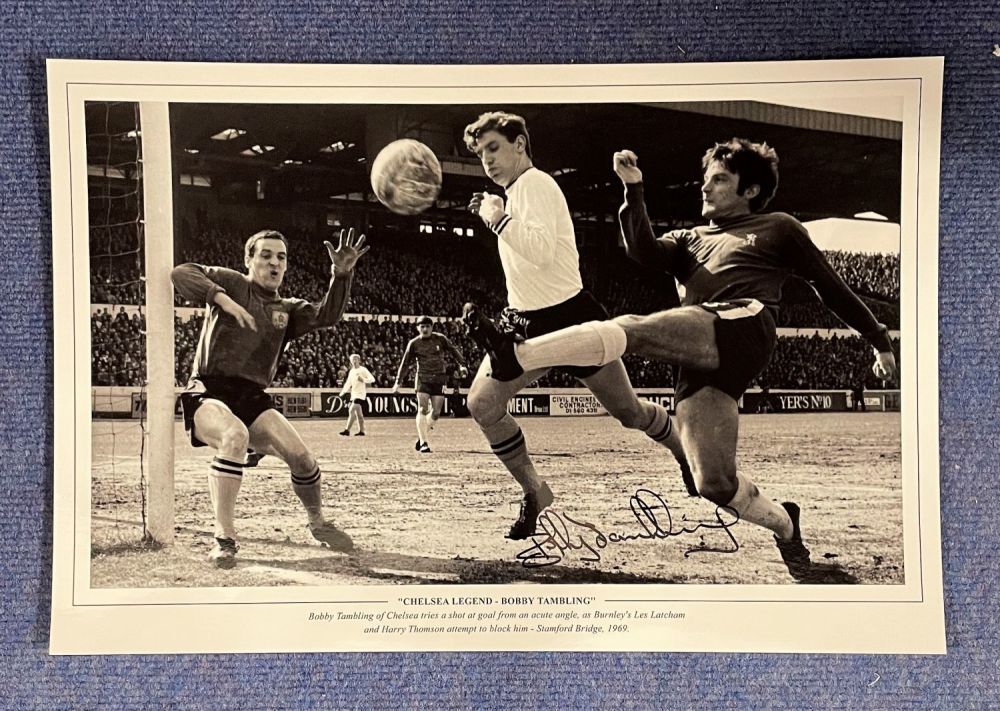 Lot 657: Bobby Tambling Chelsea signed 18 x 12 black...