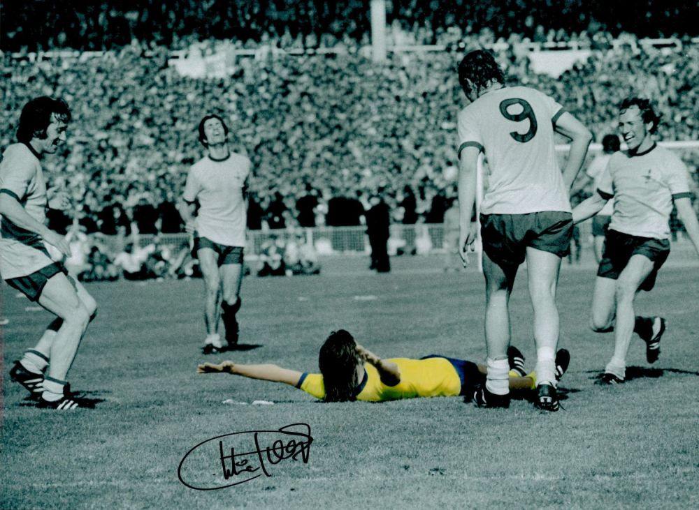 Lot 667: Charlie George 16 x 12 Colourised Photo. Photo...