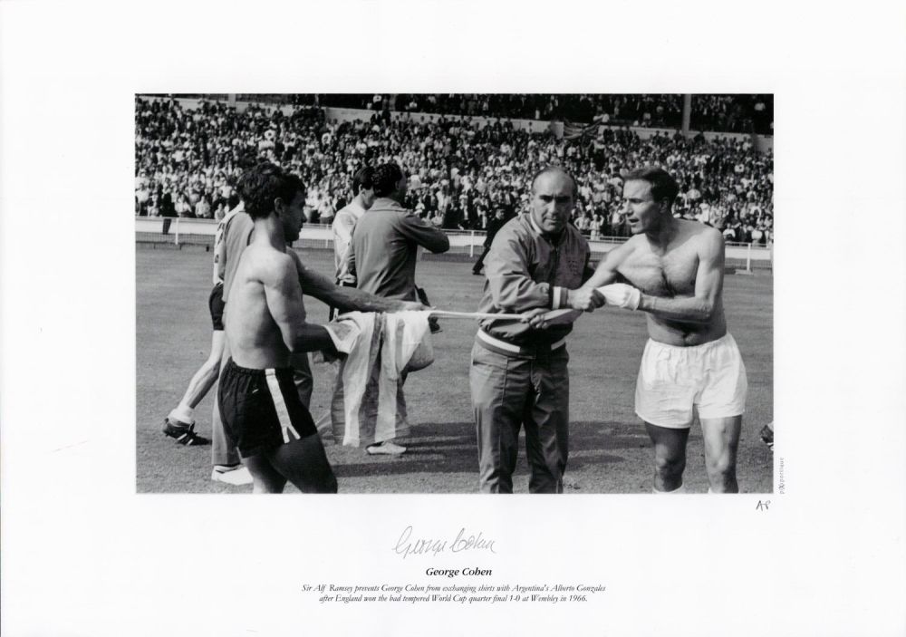 Lot 671: George Cohen signed 16x12 black and white Artist...