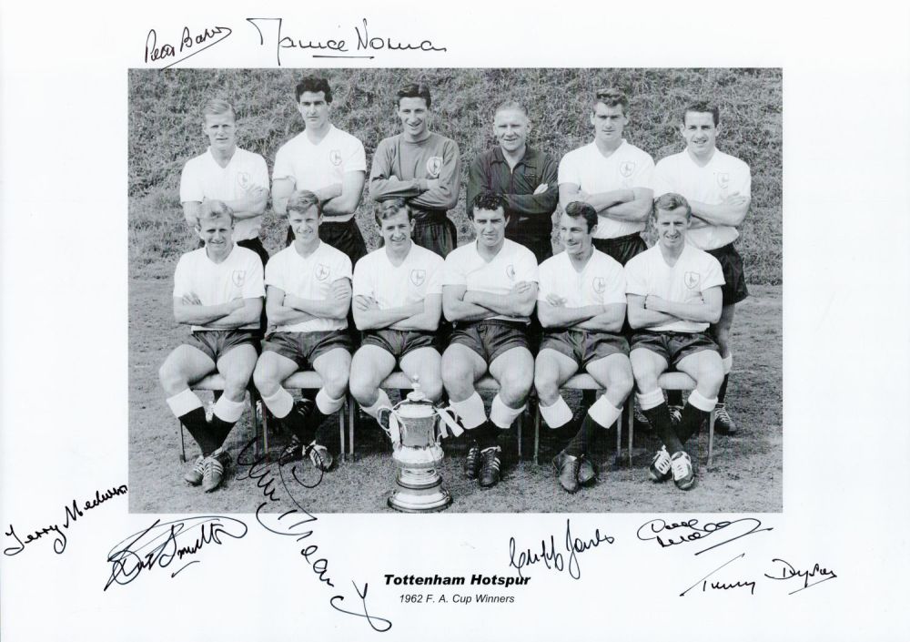 Lot 676: Tottenham Hotspur Multi signed 16 x 12 black...