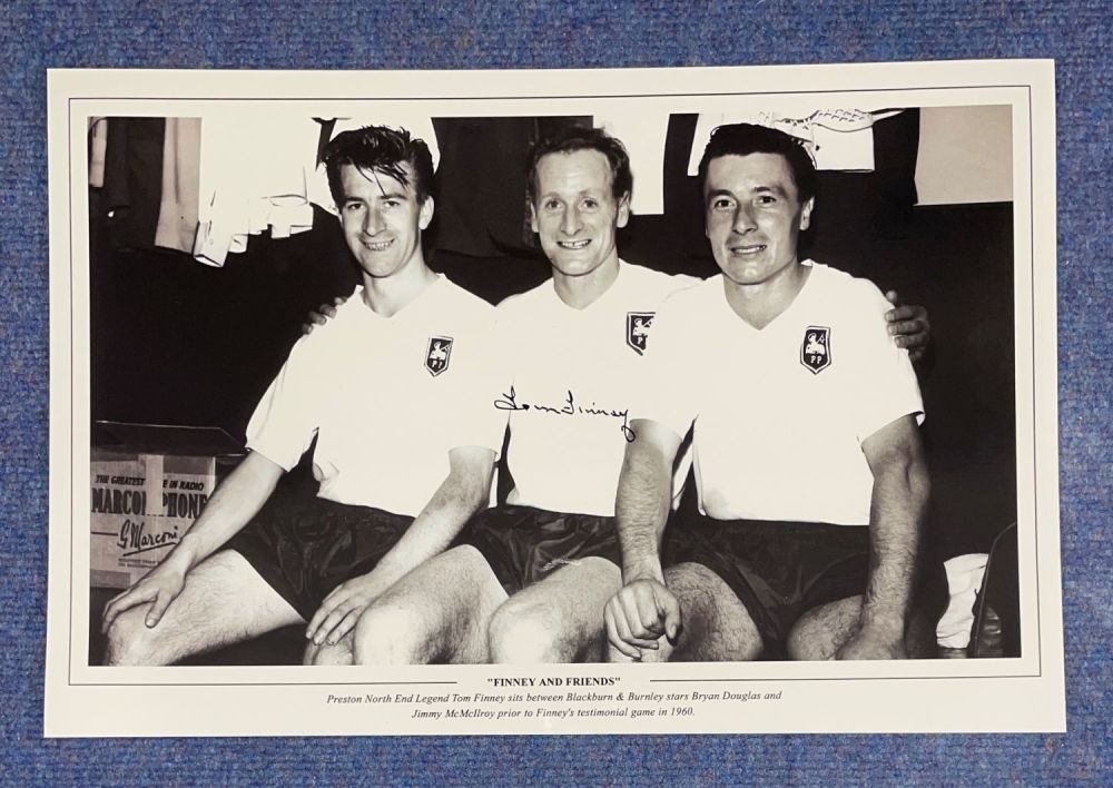 Lot 684: Tom Finney signed 18 x 12 black and...