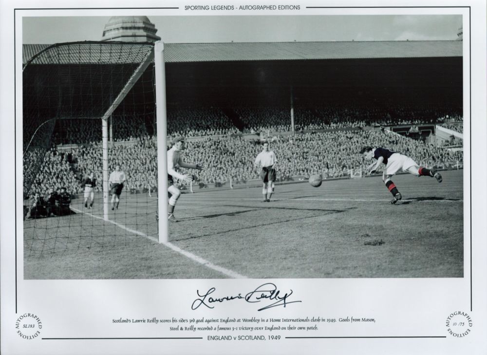 Lot 709: Lawrie Reilly Signed 16 x 12 Black and...