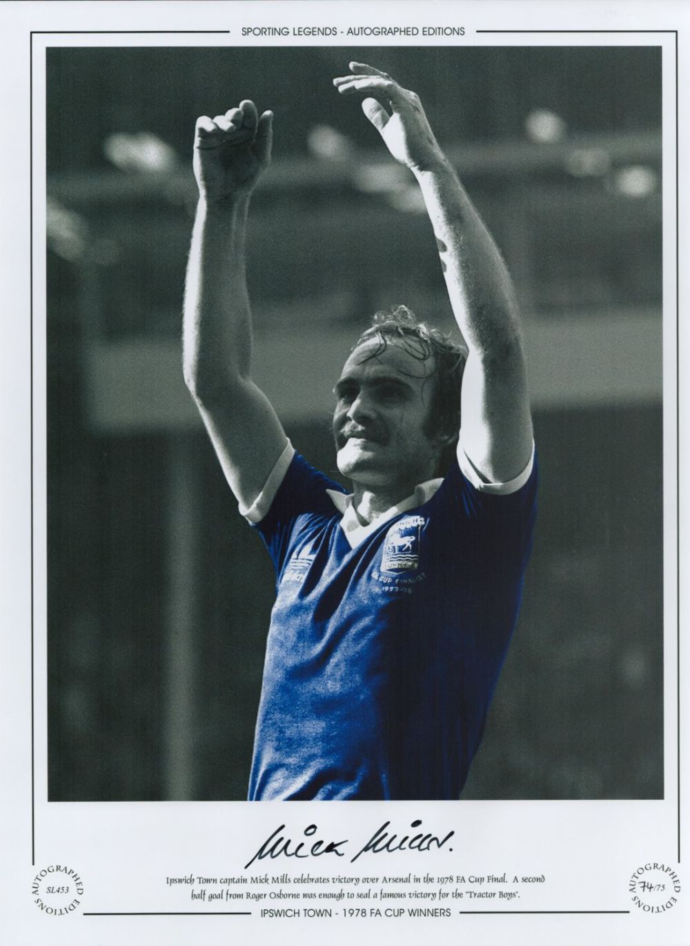Lot 720: Mick Mills Signed 16 x 12 Colourised Autograph...