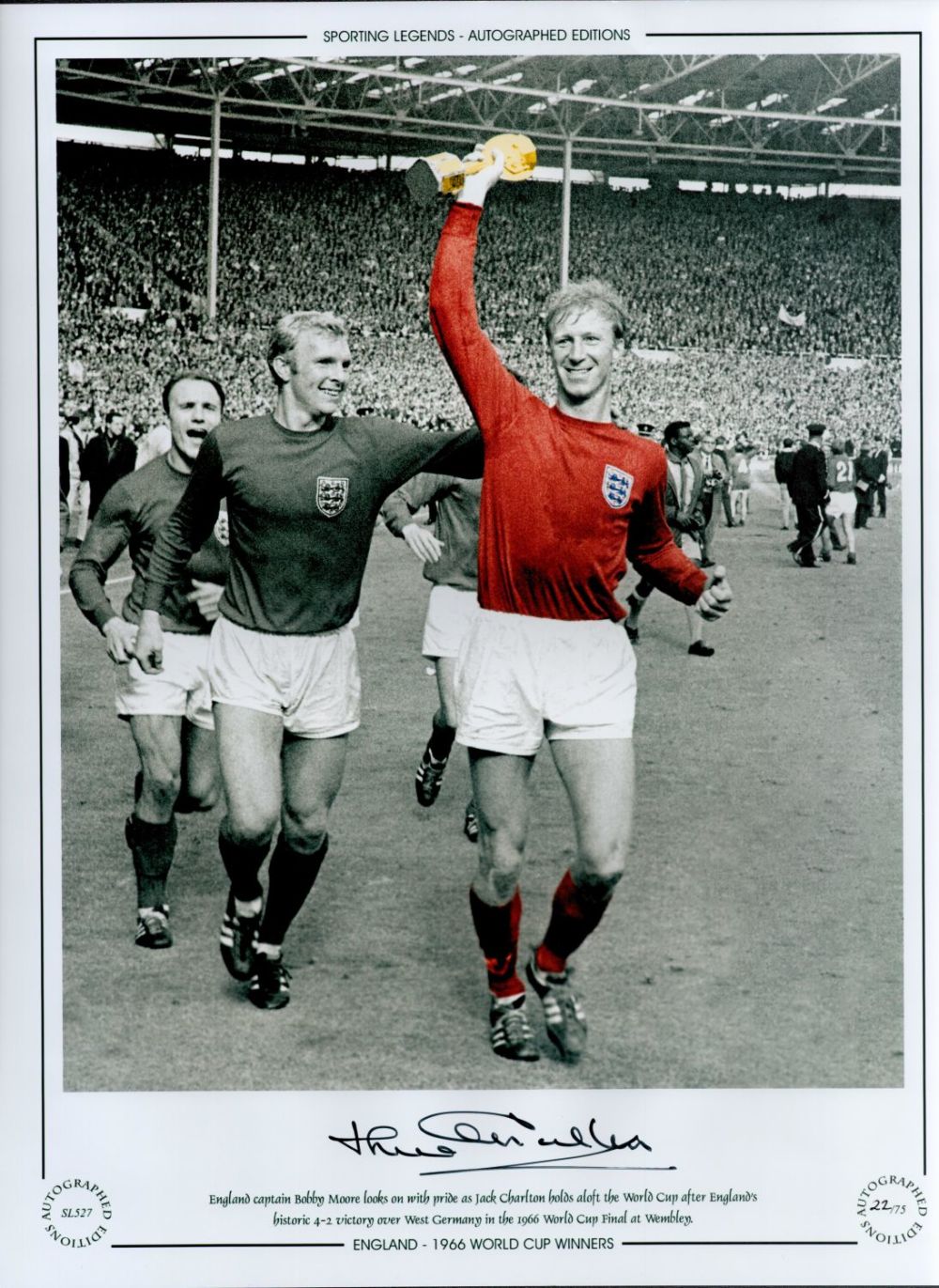 Lot 731: Jack Charlton Signed 16 x 12 Colourised Autograph...