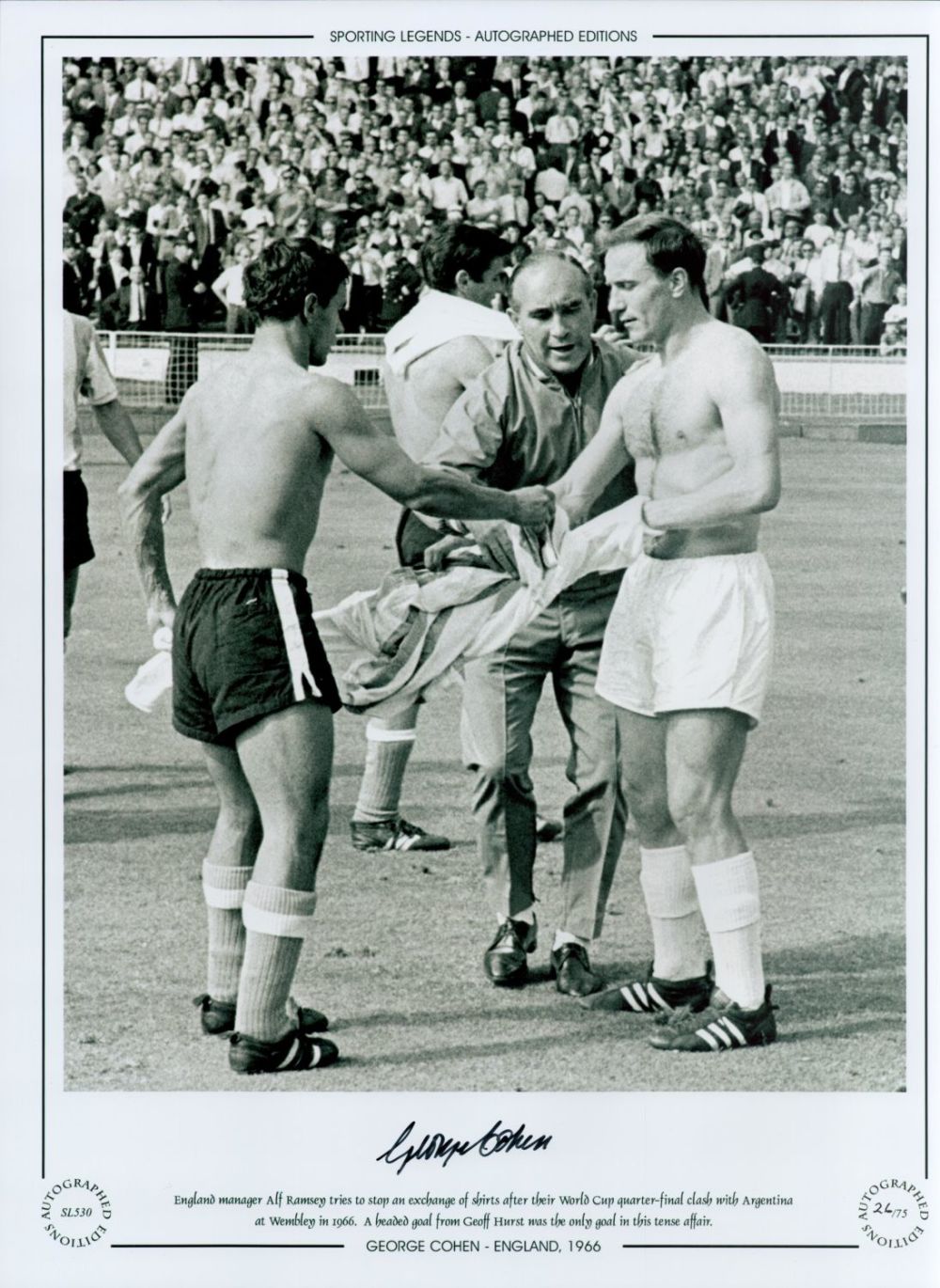 Lot 742: George Cohen Signed 16 x 12 Black and...