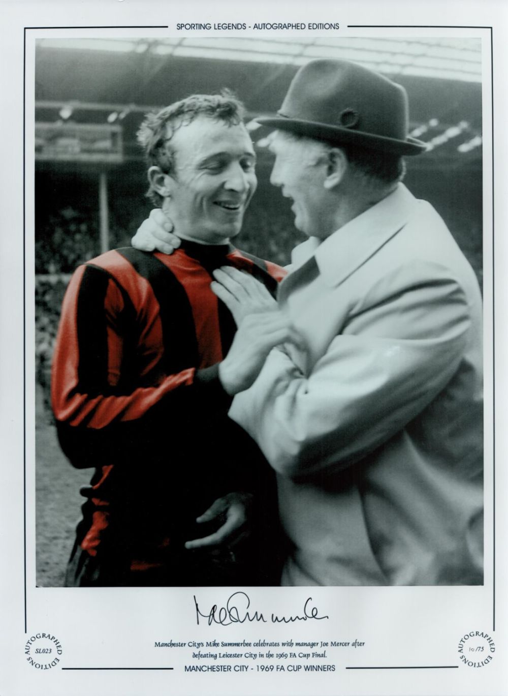 Lot 771: Mike Summerbee Signed 16 x 12 Colourised Autograph...