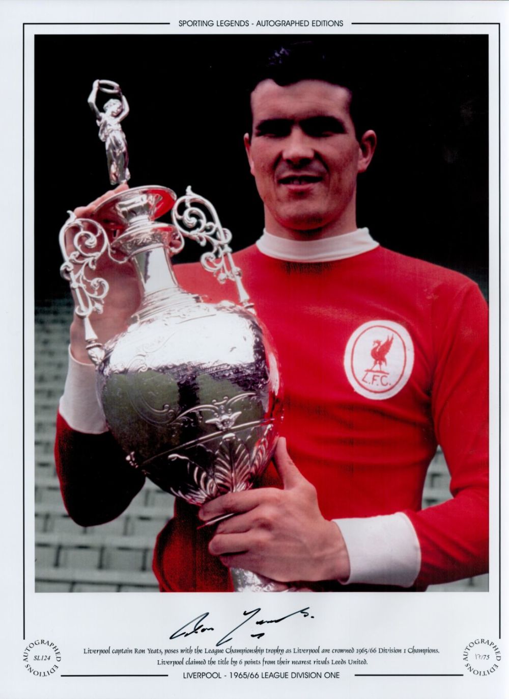 Lot 791: Ron Yeats Signed 16 x 12 Colourised Autograph...