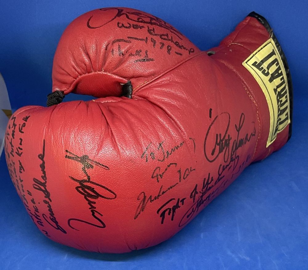 Lot 603: Boxing Heavyweight Legends Red Everlast Boxing Glove multi...