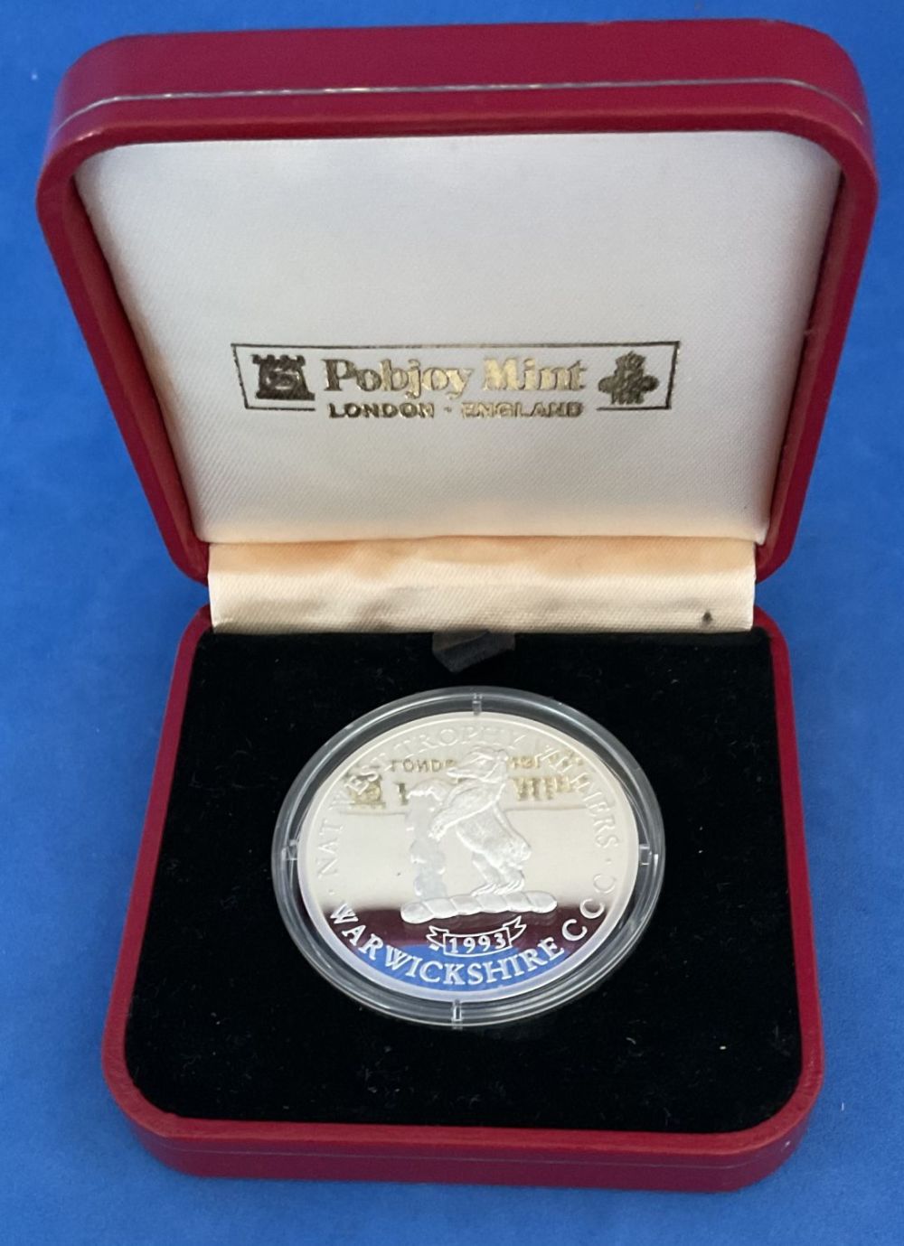 Lot 701: Cricket Warwickshire CCC Pobjoy Mint Commemorative Silver Coin....