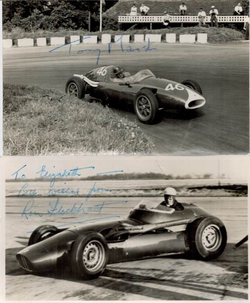 Lot 705: Motor Racing collection two 6x4 vintage photos signed...