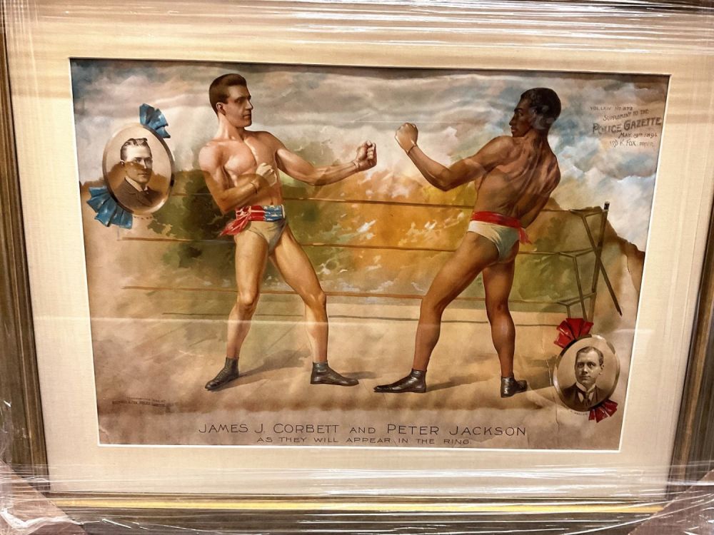Lot 706: Rare Police Gazette Original Colour Boxing Poster of...