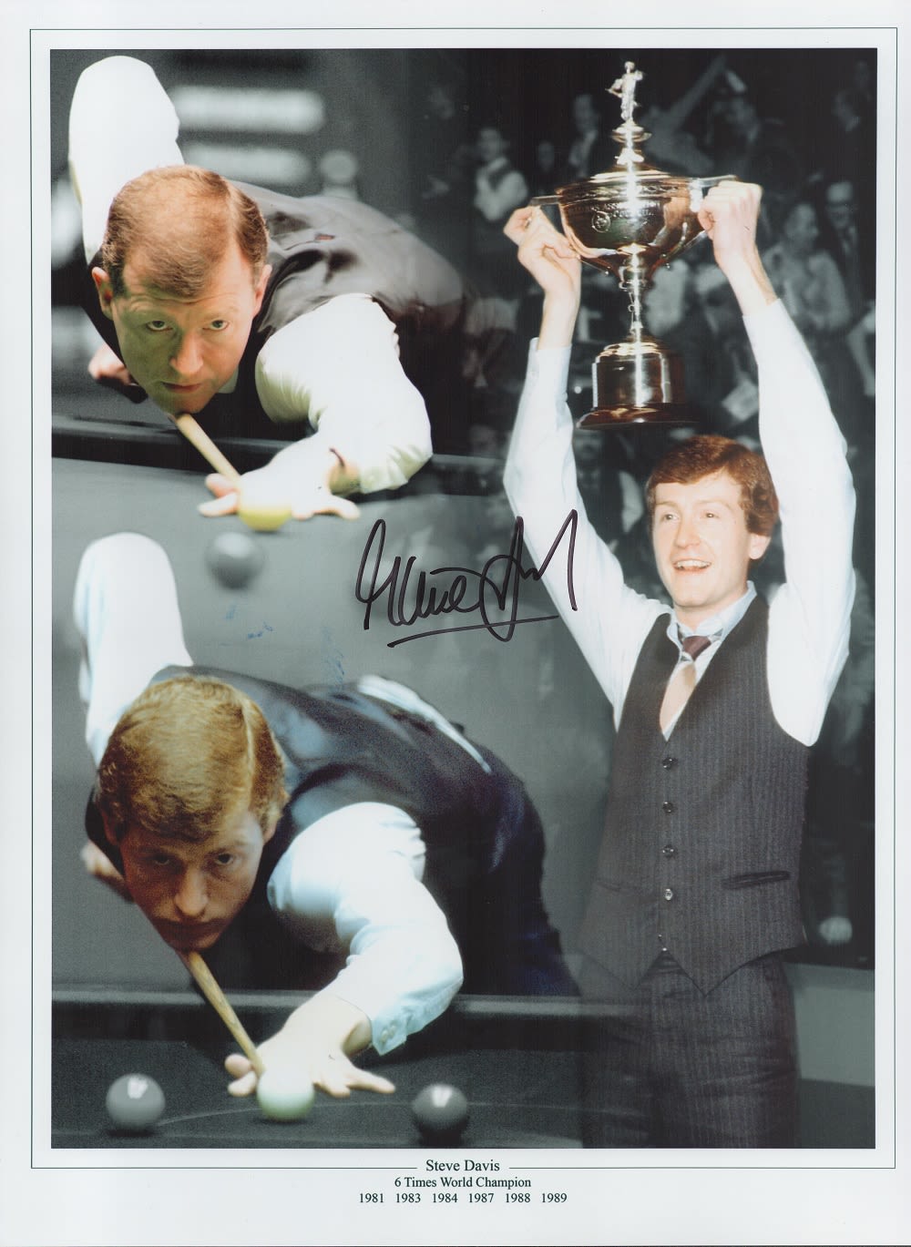 Lot 710: Snooker Steve Davis signed 16x12 colour montage print...