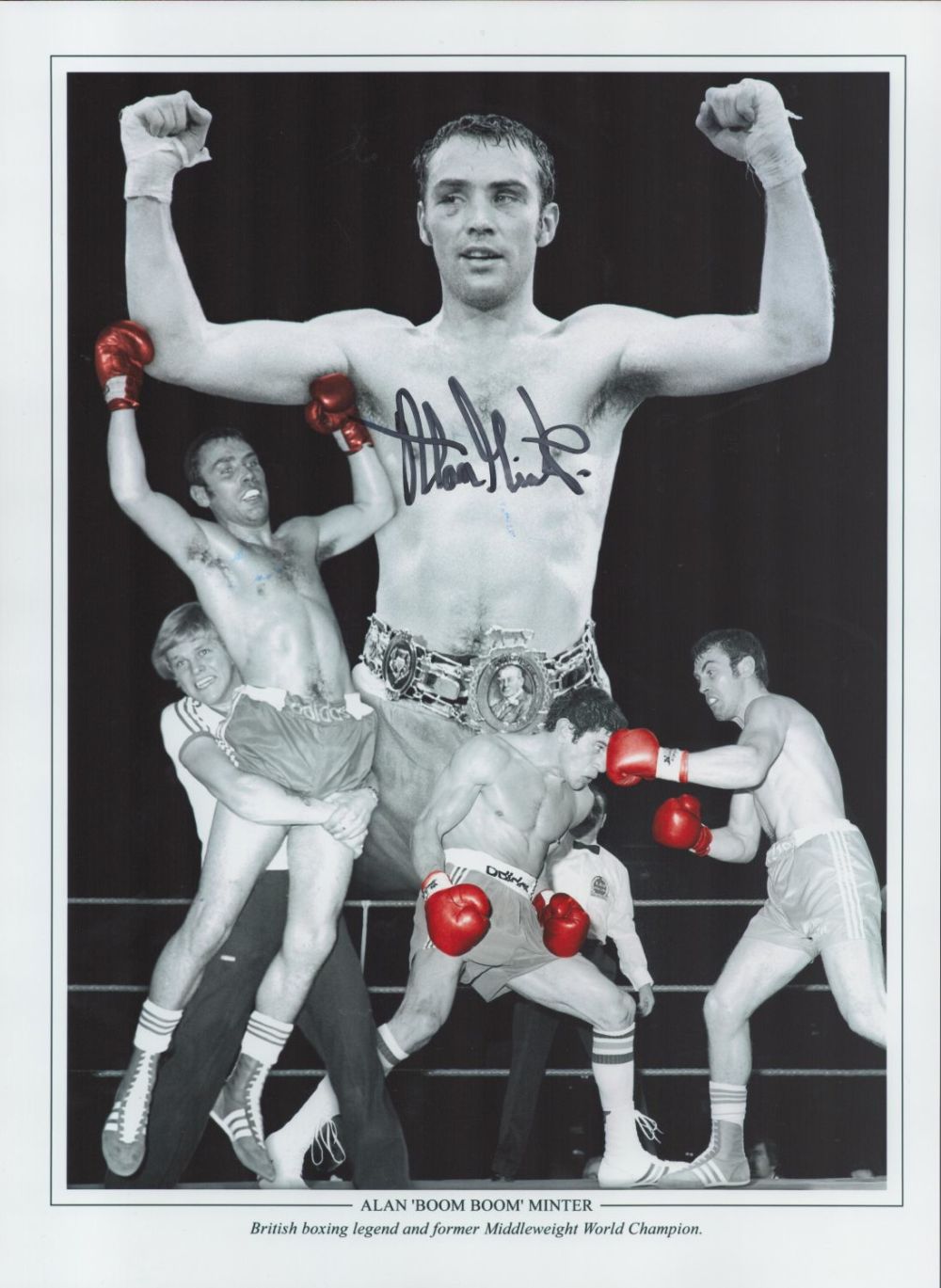 Lot 731: Boxing Alan Boom Boom Minter signed 16x12 colourised...