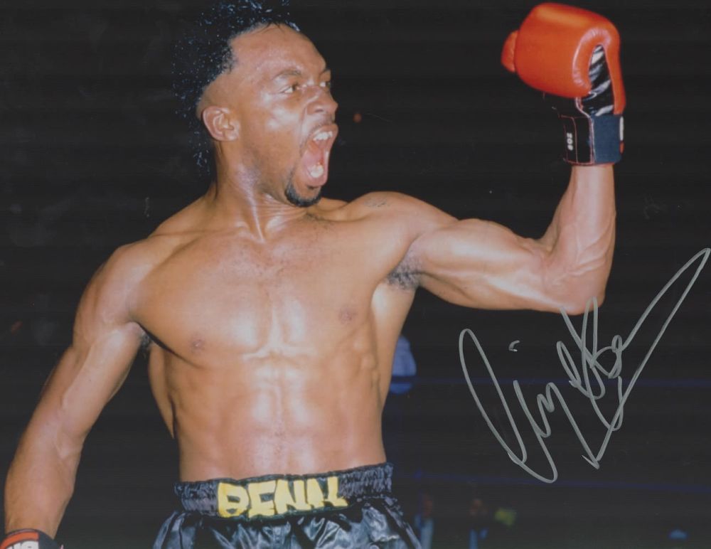 Lot 733: Boxing Nigel Benn signed 16x12 colour photo. Good...
