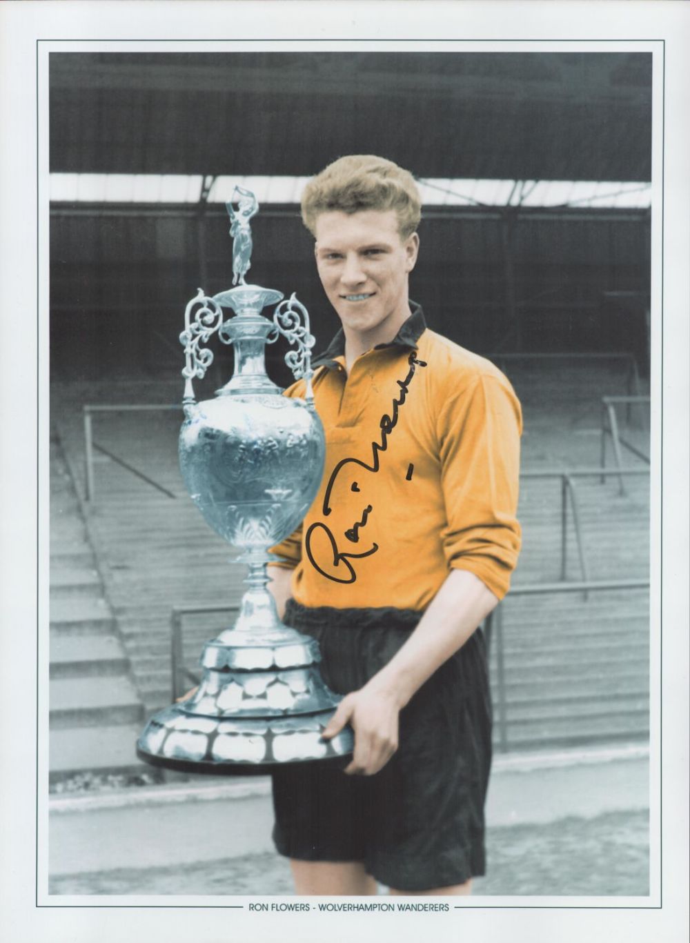 Lot 744: Football Ron Flowers signed 16x12 Wolverhampton Wanderers colourised...