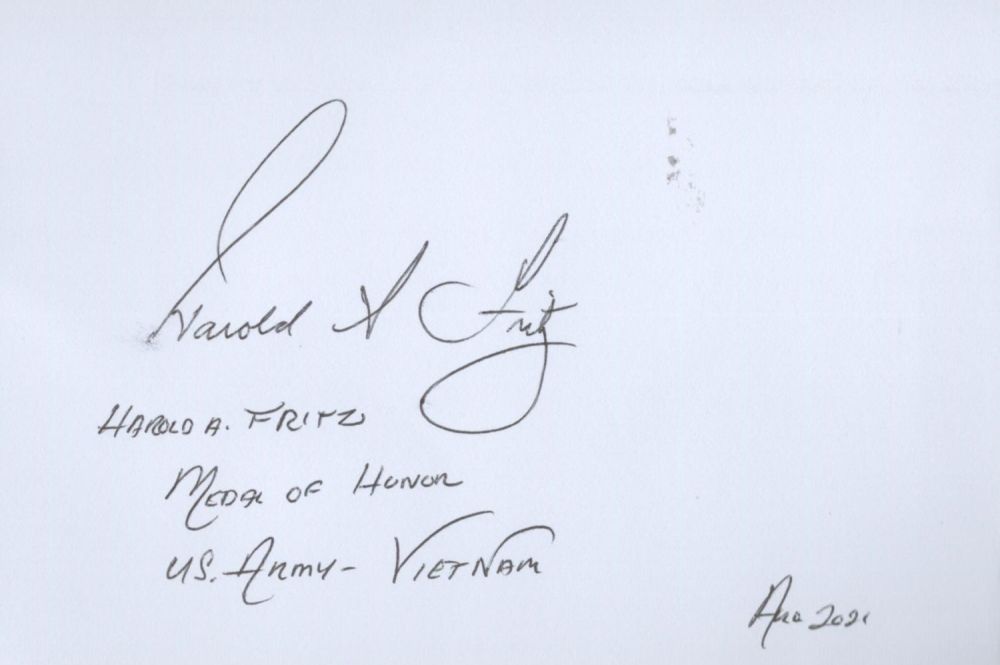 Lot 115: Vietnam Medalist, Harold A. Fritz signed 6x4 white...