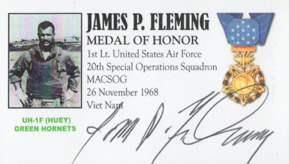 Lot 117: Vietnam Medalist, James Phillip Fleming signed 3. 5x...