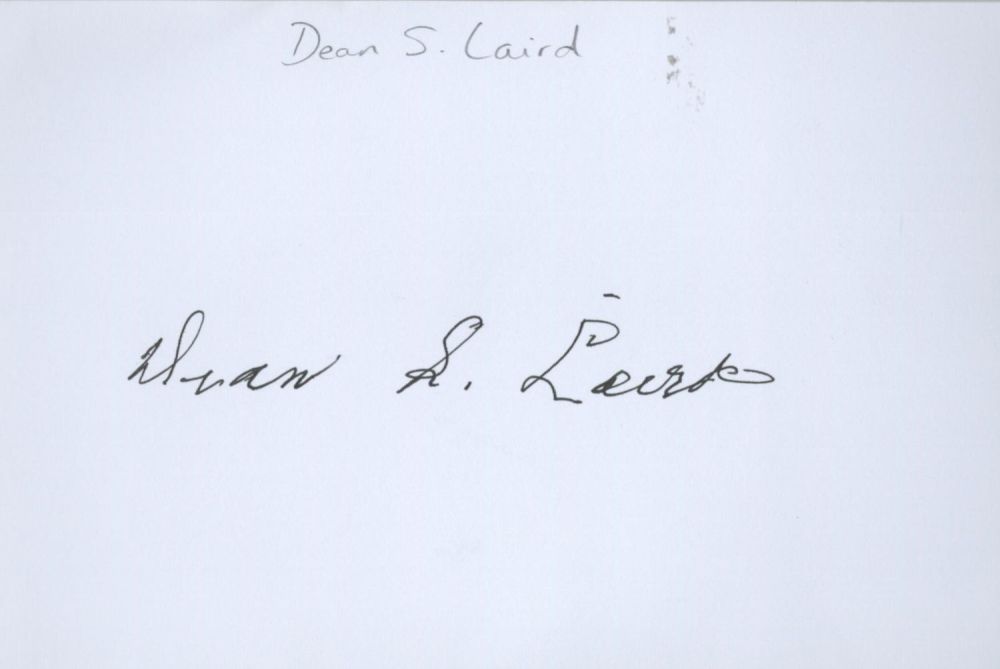 Lot 125: Dean S. Laird A white card (measuring 6"x4")...