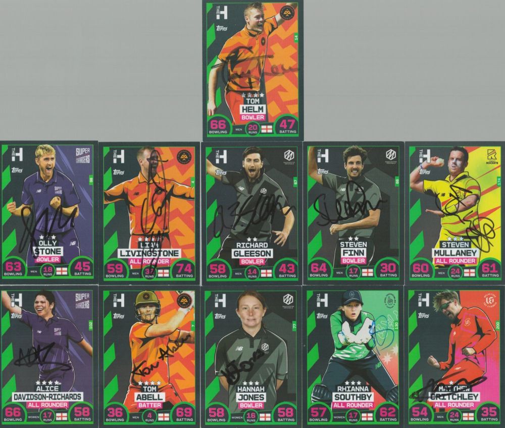 Lot 149: 11 cricket trading cards for The Hundred 2021...